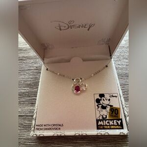 Disney Mickey’s 90th Birthday Silver Plated Necklace w/Swarovski Crystal - NWT